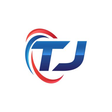 İlk harf logo swoosh kırmızı mavi