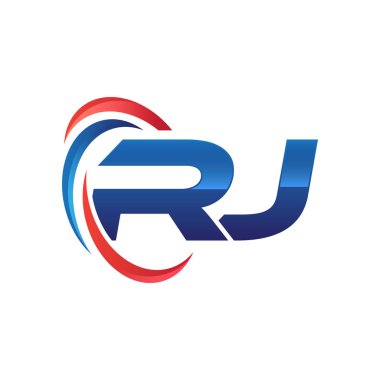 İlk harf logo swoosh kırmızı mavi