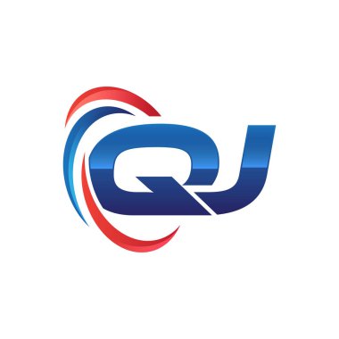 İlk harf logo swoosh kırmızı mavi