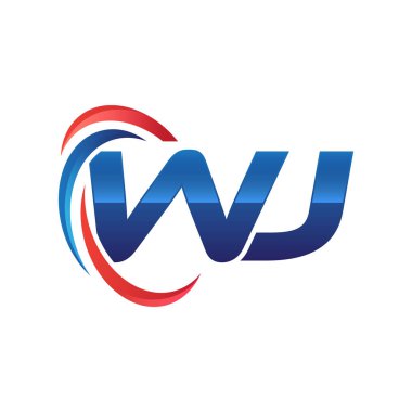 İlk harf logo swoosh kırmızı mavi