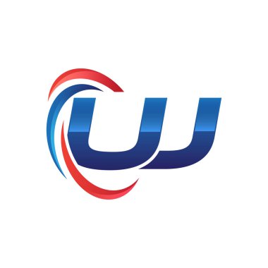 İlk harf logo swoosh kırmızı mavi