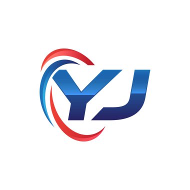 İlk harf logo swoosh kırmızı mavi