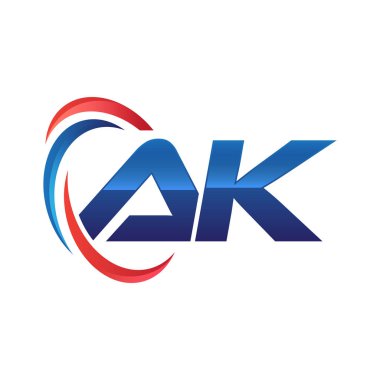 İlk harf logo swoosh kırmızı mavi