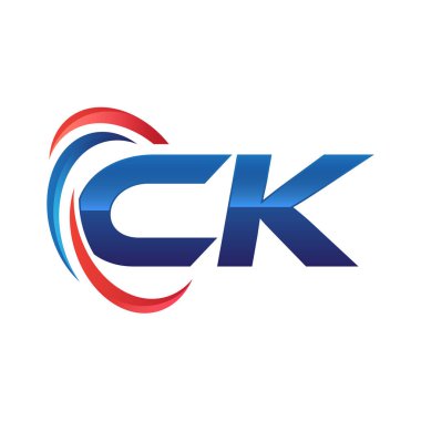 İlk harf logo swoosh kırmızı mavi