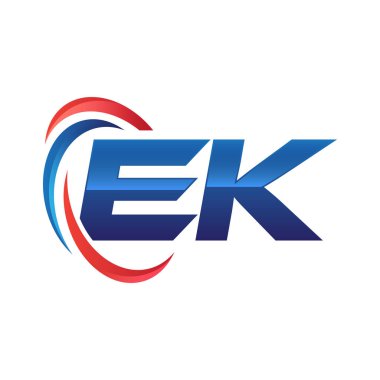 İlk harf logo swoosh kırmızı mavi