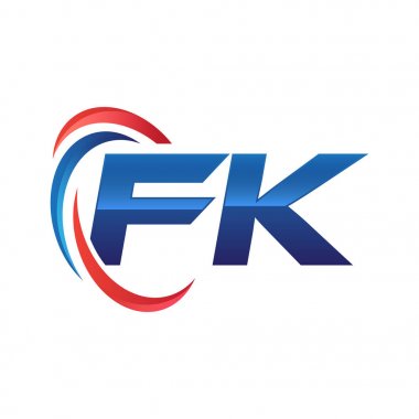 İlk harf logo swoosh kırmızı mavi