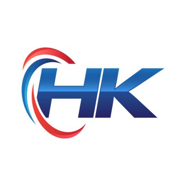 İlk harf logo swoosh kırmızı mavi