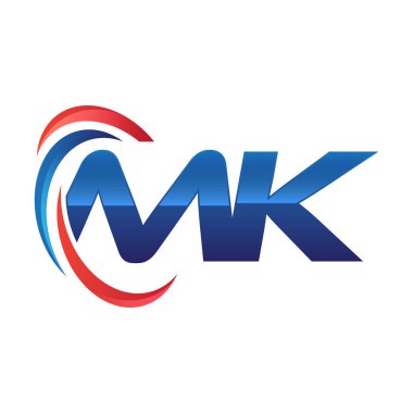 İlk harf logo swoosh kırmızı mavi