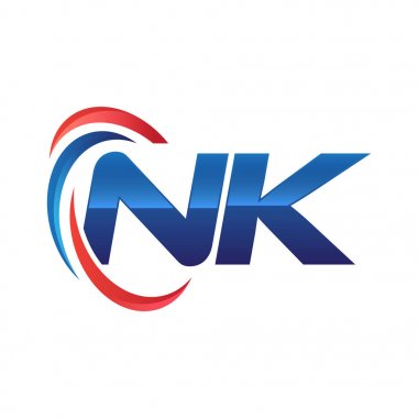 İlk harf logo swoosh kırmızı mavi