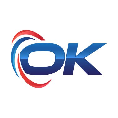 İlk harf logo swoosh kırmızı mavi