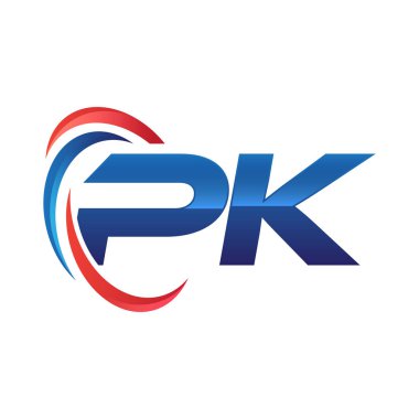 İlk harf logo swoosh kırmızı mavi