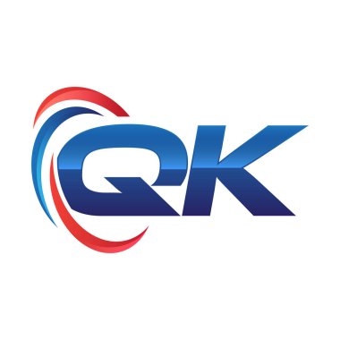 İlk harf logo swoosh kırmızı mavi