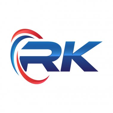 İlk harf logo swoosh kırmızı mavi