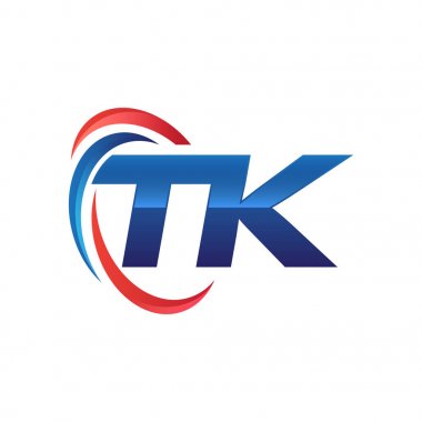 İlk harf logo swoosh kırmızı mavi