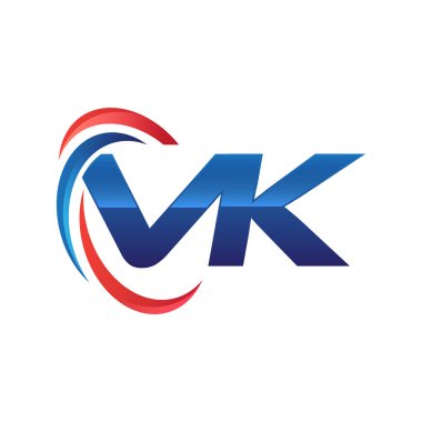 İlk harf logo swoosh kırmızı mavi