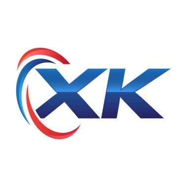 İlk harf logo swoosh kırmızı mavi