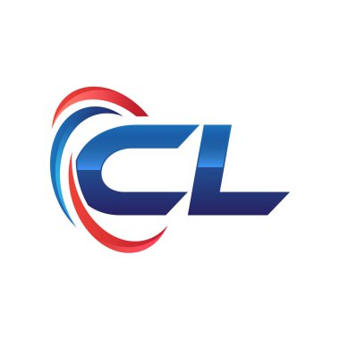 İlk harf logo swoosh kırmızı mavi