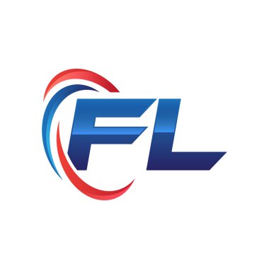 İlk harf logo swoosh kırmızı mavi