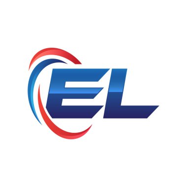 İlk harf logo swoosh kırmızı mavi