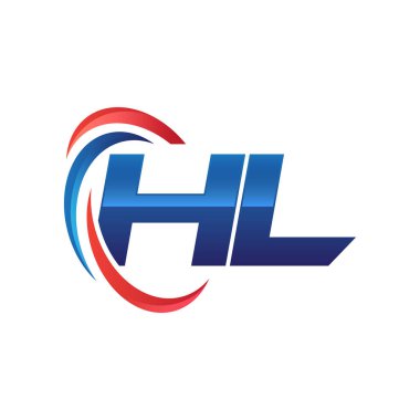 İlk harf logo swoosh kırmızı mavi