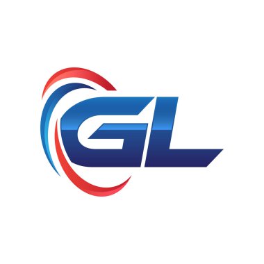 İlk harf logo swoosh kırmızı mavi