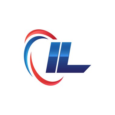 İlk harf logo swoosh kırmızı mavi