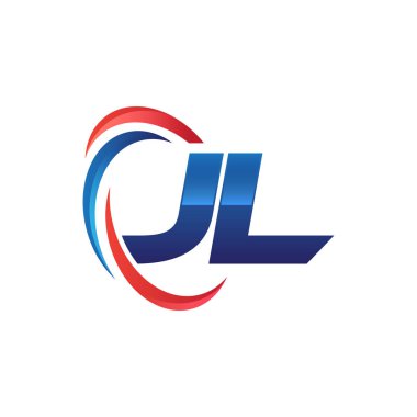 İlk harf logo swoosh kırmızı mavi