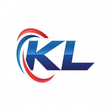 İlk harf logo swoosh kırmızı mavi