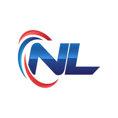 İlk harf logo swoosh kırmızı mavi