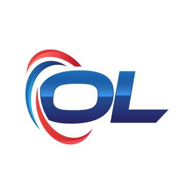 İlk harf logo swoosh kırmızı mavi