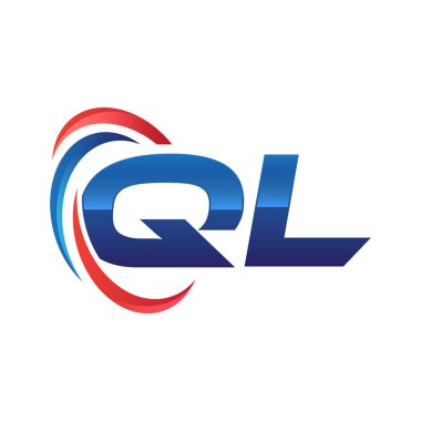 İlk harf logo swoosh kırmızı mavi