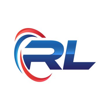 İlk harf logo swoosh kırmızı mavi