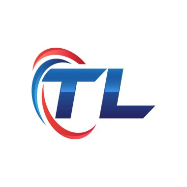 İlk harf logo swoosh kırmızı mavi