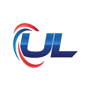 İlk harf logo swoosh kırmızı mavi