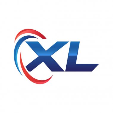 İlk harf logo swoosh kırmızı mavi