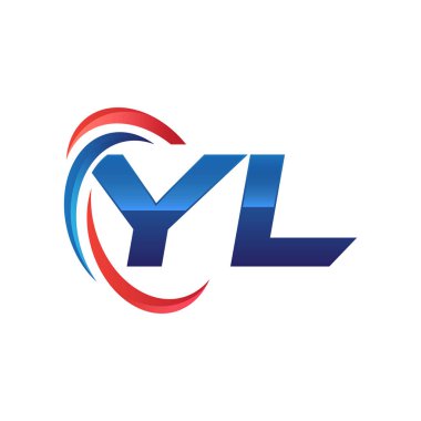 İlk harf logo swoosh kırmızı mavi