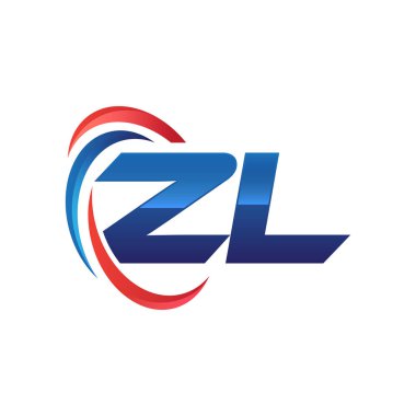 İlk harf logo swoosh kırmızı mavi