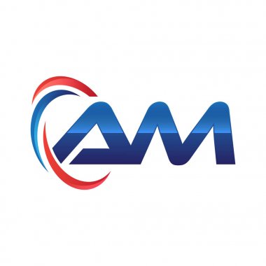 İlk harf logo swoosh kırmızı mavi