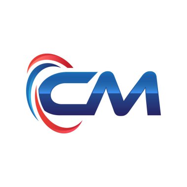 İlk harf logo swoosh kırmızı mavi