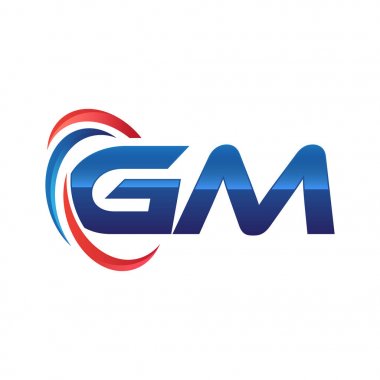 İlk harf logo swoosh kırmızı mavi