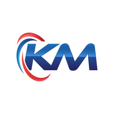 İlk harf logo swoosh kırmızı mavi