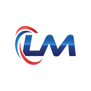 İlk harf logo swoosh kırmızı mavi