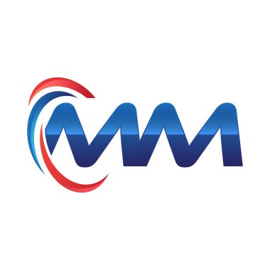 İlk harf logo swoosh kırmızı mavi