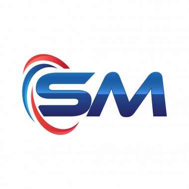 İlk harf logo swoosh kırmızı mavi