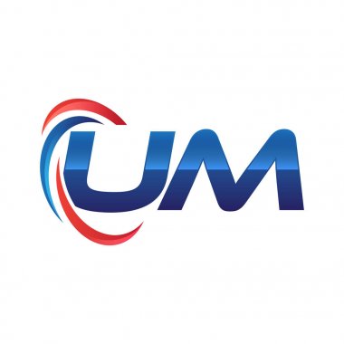 İlk harf logo swoosh kırmızı mavi