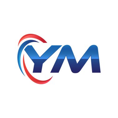 İlk harf logo swoosh kırmızı mavi