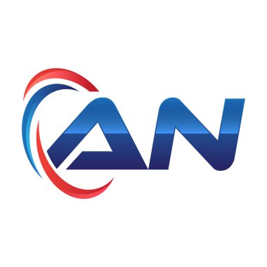 İlk harf logo swoosh kırmızı mavi