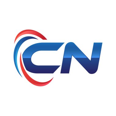 İlk harf logo swoosh kırmızı mavi