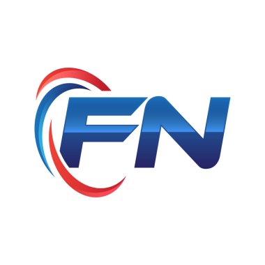 İlk harf logo swoosh kırmızı mavi