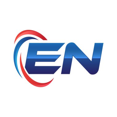 İlk harf logo swoosh kırmızı mavi